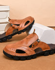 Men's Fashion Half Slippers - LazyBones' Casual Shoes (Black/Reddish Brown/Yellowish Brown)