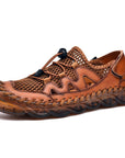 Herrensandalen aus echtem Leder 🏝️ | Slipper mit Gummiband 🤿 | Schwarz/Braun ⚫🟤 (38-46 • Robuste Gummisohle)