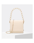 Women’s Pearl Chain Messenger Bag – Elegant Small PU Bucket Shoulder Bag