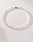 Women’s Natural Freshwater Pearl Necklace – S925 Silver Clasp, High-End Bun & Flat Bead Design