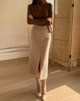Women’s High Waist Split Pencil Skirt – Mid-Length Korean Commuter Style
