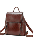 👜 Premium Leather Backpack for Women – Genuine Double-Layer Cowhide |