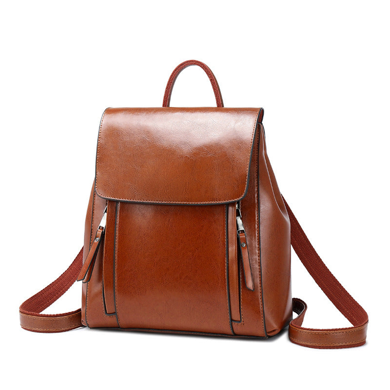👜 Premium Leather Backpack for Women – Genuine Double-Layer Cowhide |
