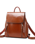 👜 Premium Leather Backpack for Women – Genuine Double-Layer Cowhide |