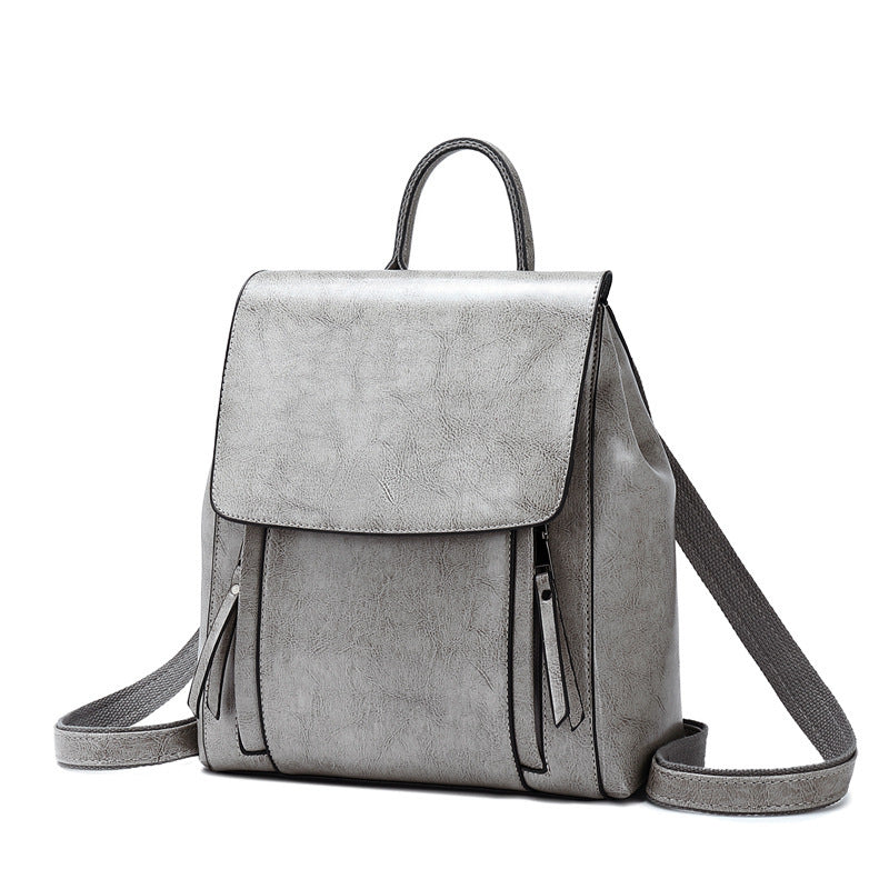 👜 Premium Leather Backpack for Women – Genuine Double-Layer Cowhide |