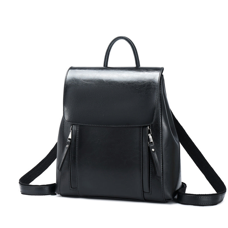 👜 Premium Leather Backpack for Women – Genuine Double-Layer Cowhide |