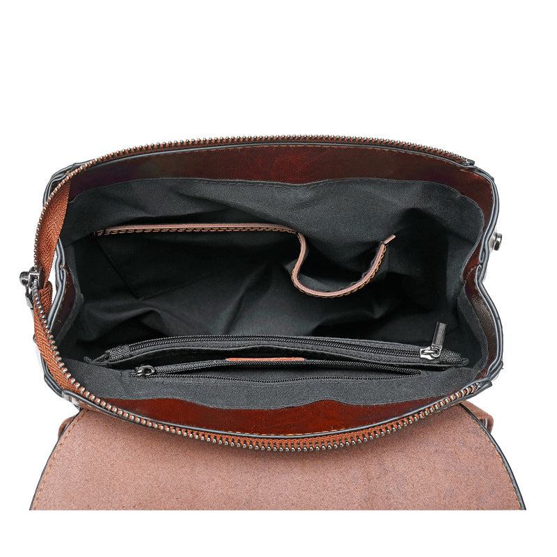 👜 Premium Leather Backpack for Women – Genuine Double-Layer Cowhide |
