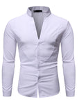 Solid Color Stand-up Collar British Style Long-sleeved Shirt