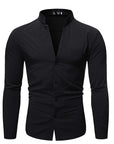 Solid Color Stand-up Collar British Style Long-sleeved Shirt