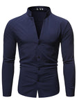 Solid Color Stand-up Collar British Style Long-sleeved Shirt
