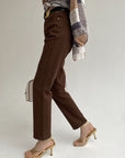 Women’s High Waist Loose Straight-Leg Pants – Street Style Fleece Nine-Length Jeans