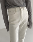 Women’s High Waist Loose Straight-Leg Pants – Street Style Fleece Nine-Length Jeans