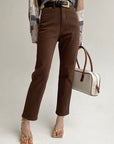 Women’s High Waist Loose Straight-Leg Pants – Street Style Fleece Nine-Length Jeans