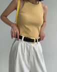Lockere Hose mit geradem Bein und hoher Taille