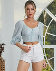 Women's Halter Square Collar Short Short Shirt