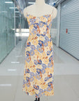 Women’s Violet Print Suspender Long Dress – Flowing Elegance with Cotton Comfort