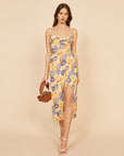 Women’s Violet Print Suspender Long Dress – Flowing Elegance with Cotton Comfort