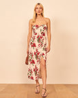 Women’s Violet Print Suspender Long Dress – Flowing Elegance with Cotton Comfort