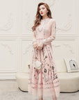 Robe brodée élégante pour femme – Robe fluide en polyester (rose) – Légère et élégante (S/M/L/XL)