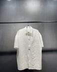 Men's White Jacquard Floral Shirt – Breathable Loose Fit Short Sleeve (All-Season Wear) – Youthful & Trendy