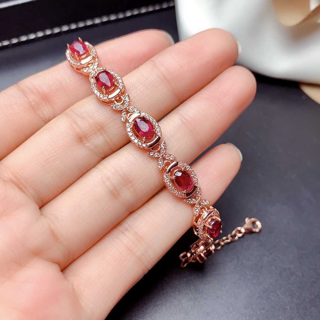 🔥 Women's Natural Burnt Ruby Bracelet – Rose Gold Sterling Silver Gemstone Jewelry (Handcrafted Healing Crystal Bangle)