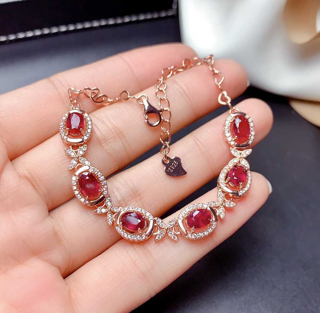 🔥 Women's Natural Burnt Ruby Bracelet – Rose Gold Sterling Silver Gemstone Jewelry (Handcrafted Healing Crystal Bangle)