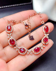 š„ Damenarmband aus natürlichem gebranntem Rubin ā Edelsteinschmuck aus RosĆ©gold und Sterlingsilber (handgefertigter Armreif mit Heilkristall)