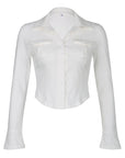 Women’s Slim Fit Polo Neck White Shirt - High-Temperature Shaped Polyester Tee
