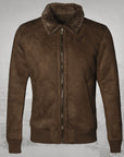 Brown lamb fur men's jacket
