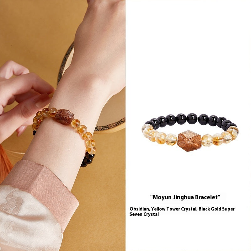 Women’s Natural Obsidian Bracelet – Elegant Style with Spiritual Energy