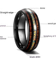 Men’s Wide Black Curved Tungsten Steel Ring – Shell Inlay Design