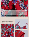 👗 Women’s Printed Sling Dress – Wine Red Asymmetric Vacation Style