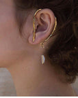 💛 18K Gold-Plated Brass Irregular Jade Eardrop Stud Earrings – Geometric Elegance for Women