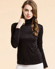 ✨ Women's 19 Momme Mulberry Silk Shirt – High Neck Luxury Base Layer (100% Pure Silk) – Timeless Elegance