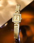 Women Luxury Square Quartz Watch – Central European Retro Style Alloy Bracelet Wristwatch with 30M Waterproof