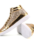 Nightclub boots bright face personality Martin boots men's casual high-top shoes retro gold boots