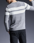 🧶✨ Men’s Striped Cotton Sweater – Timeless Comfort Meets Modern Style