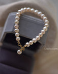 Women's 14K Gold Natural Pearl Bracelet – Genuine Freshwater Pearls (5.5-6mm) – Hypoallergenic Luxury Jewelry