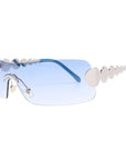Women’s One-Piece Rimless Sunglasses – Concave Styling with Bold Elegance