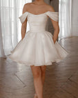 Women’s White Off-Shoulder French Dress – Elegant Short Sleeve Style