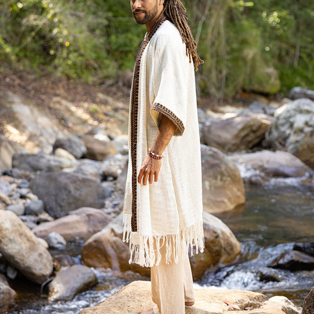 Men’s Cotton Robe – Lightweight Casual Loungewear Kimono Style