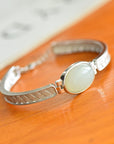 Hetian Jade Blessing Bracelet – S925 Silver Inlaid Egg Noodle Lock