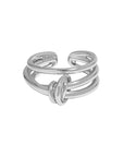 Women’s Multi-Layer Knotted S925 Sterling Silver Ring – Adjustable Open Design