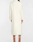 🧥 Women’s Elegant Lapel Double-Breasted Mid-Length White Coat