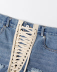 Women’s Slim-Fit Denim Shorts – Light Blue Cotton Mid-Length (S-XL)