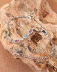 Women Natural Tourmaline Bracelet – 925 Sterling Silver Geometric Oval Gemstone Bracelet