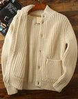 Men’s Thick Wool Batwing-Sleeve Cardigan – Plus-Size Casual Knitwear Sweater
