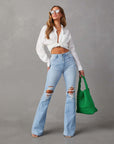 Women’s Fashion Wide-Leg Jeans – High-Waist Chic with Effortless Temperament