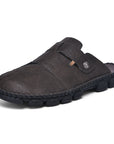 Chaussons d'extérieur faits main pour homme – Cuir synthétique et semelle en caoutchouc (noir/gris/marron clair)