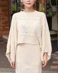Women’s Knitted Bat-Sleeve Sweater & Skirt Set – Sweet Elegance with Effortless Comfort